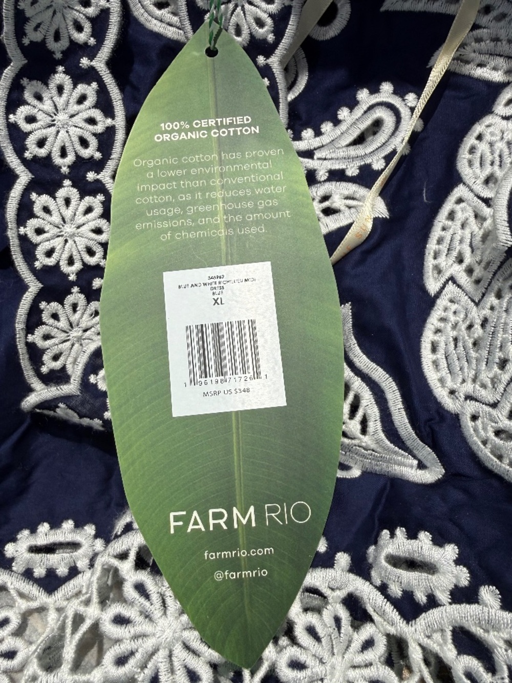 Farm Rio Blue Richelieu Embroidered Midi Dress XL - Picture 2 of 6
